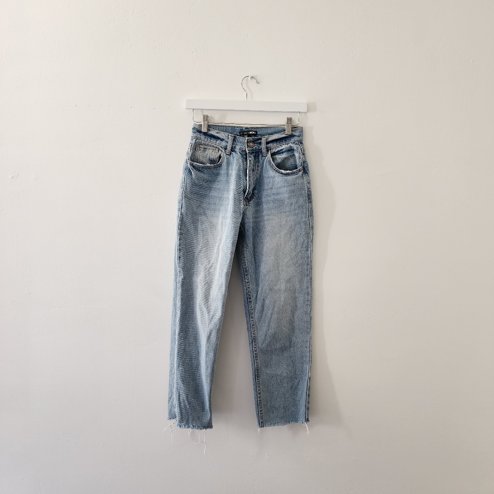 Fashion Nova | Blue Distressed Straight Leg Mom Jeans